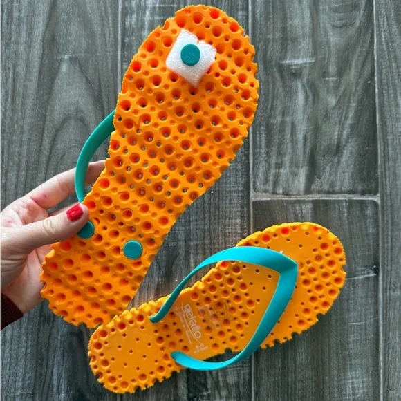 NWT Women’s Gelatto Flip Flops - Orange and Blue (Italian Brand) - Picture 5 of 7